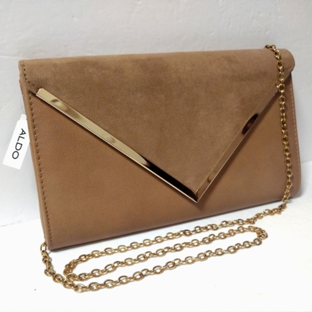NWT Aldo Varina Clutch Shoulder Bag Fold-Over Evening Flap Bag With Gold Chain